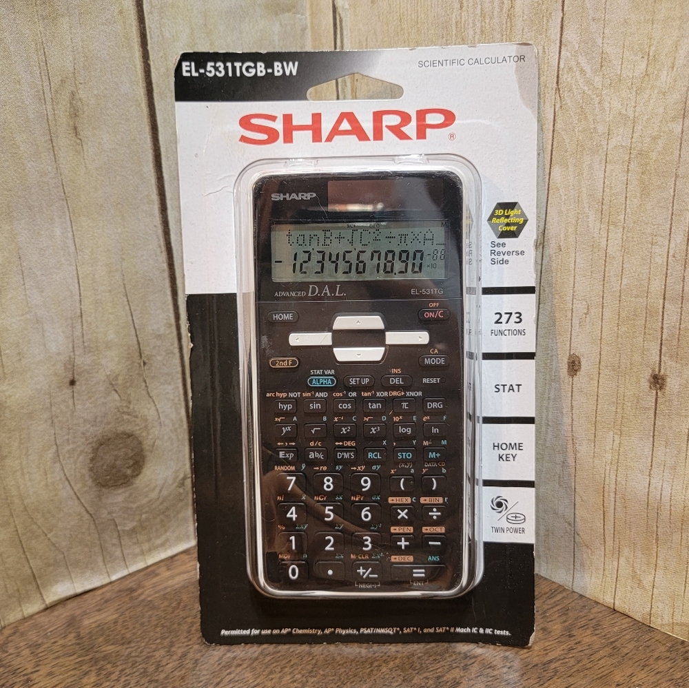 New Sharp EL-531TGB-BW  12 digit Scientific Calculator  Black & white